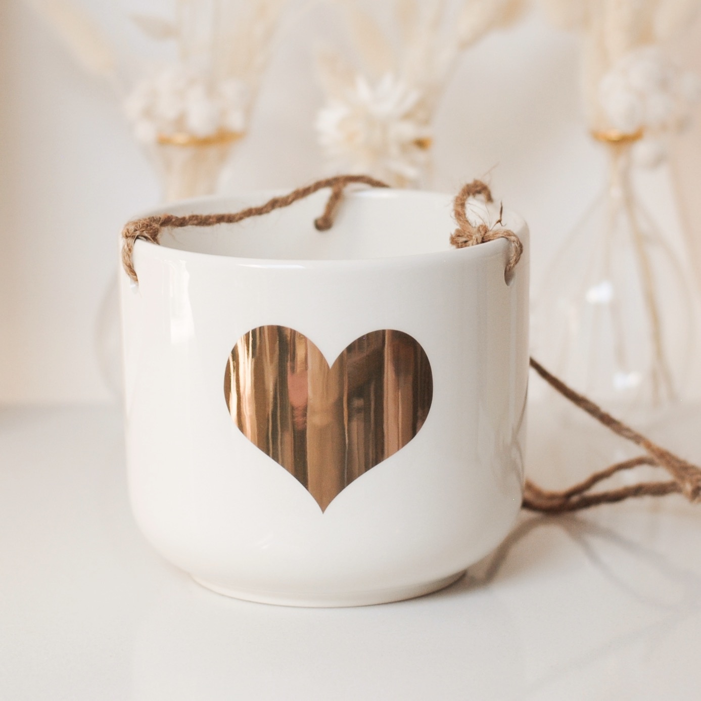 GOLD HEART HANGING PLANTER