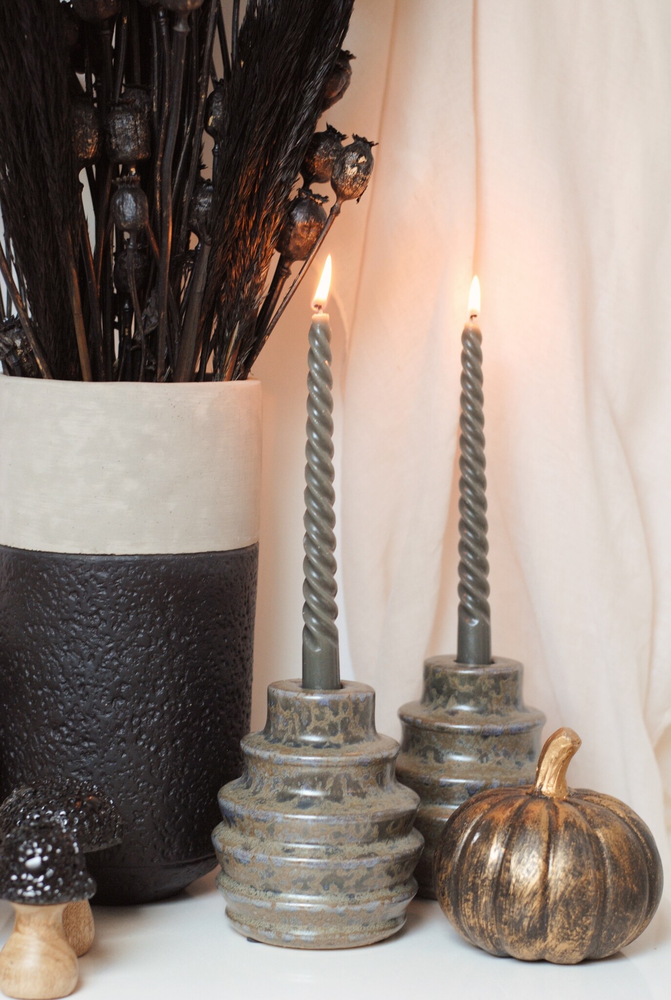 CANDLE HOLDER - ORGANIC GREY