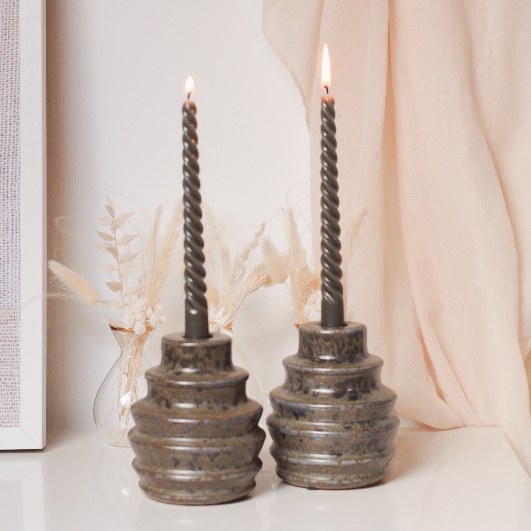 CANDLE HOLDER - ORGANIC GREY