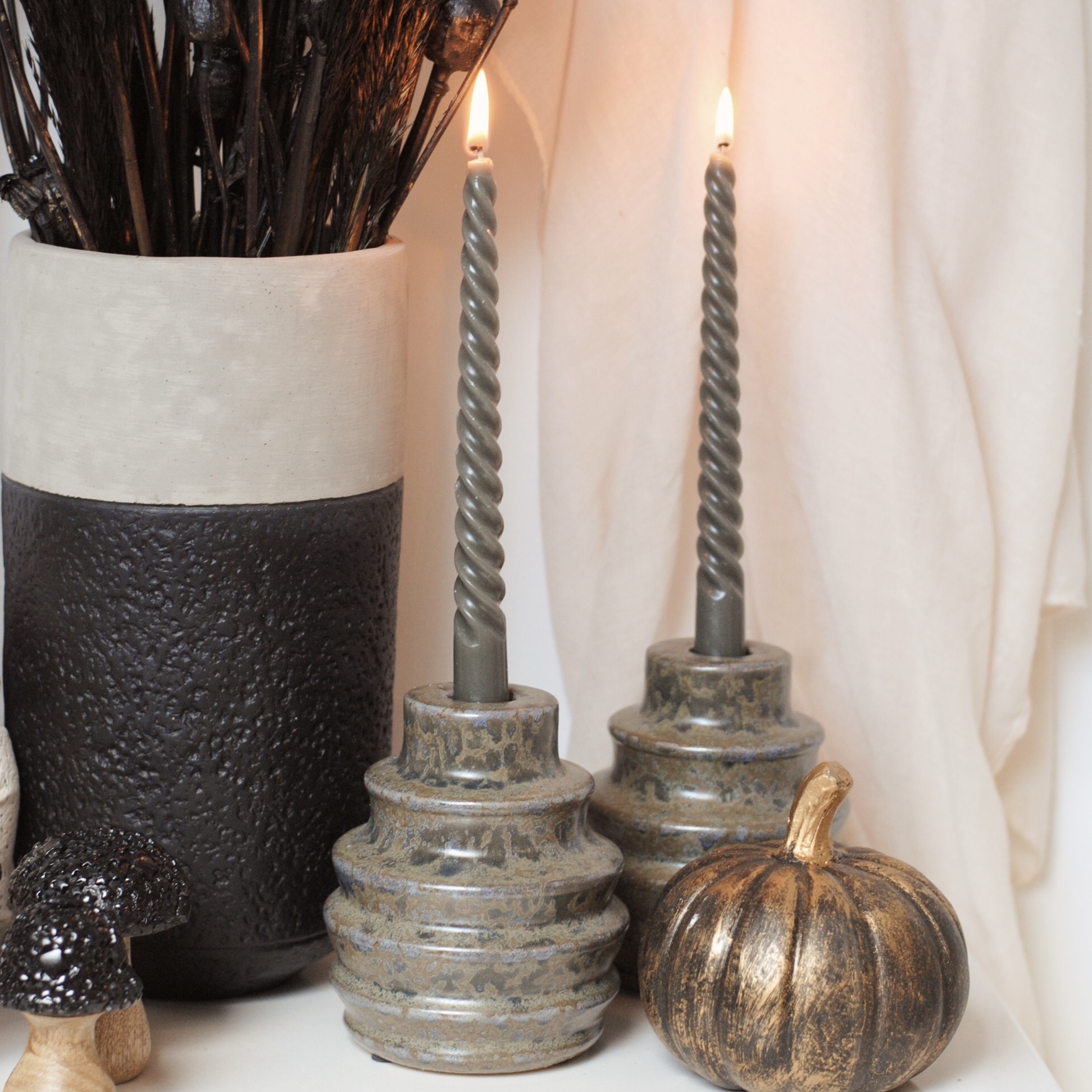 CANDLE HOLDER - ORGANIC GREY