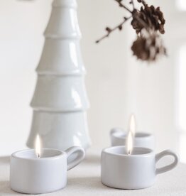 SMALL CANDLE WITH CANDLE HOLDER - GREY