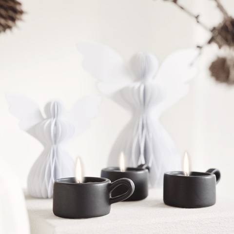 SMALL CANDLE WITH CANDLE HOLDER - BLACK