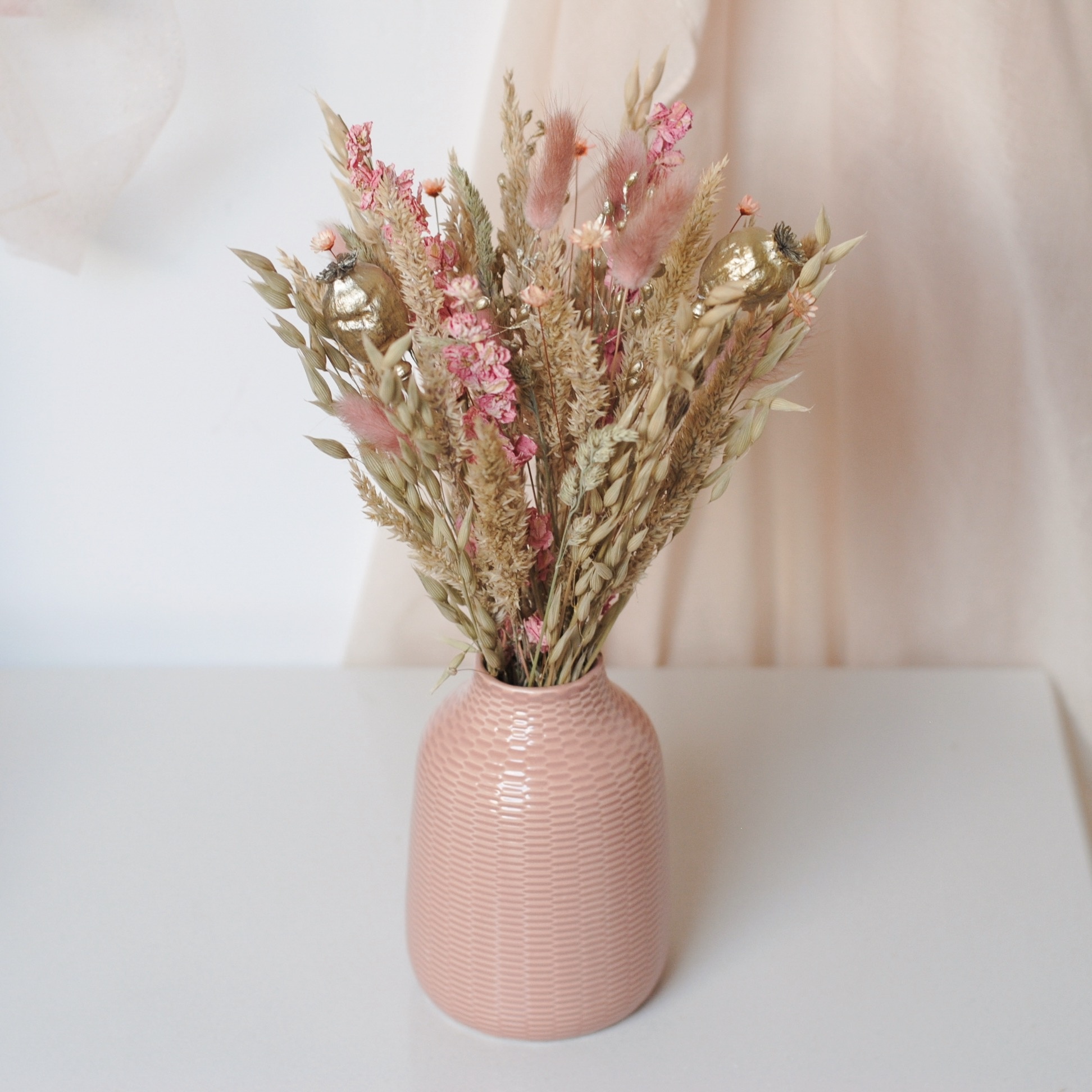 SPRING BOUQUET & PINK PATTERNED VASE