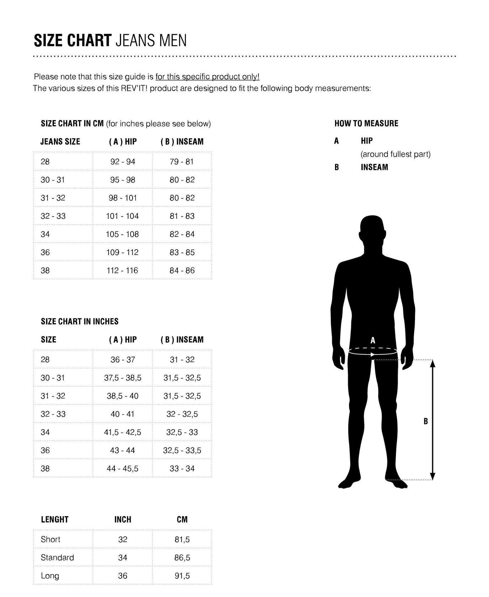 Revit Pants Size Chart