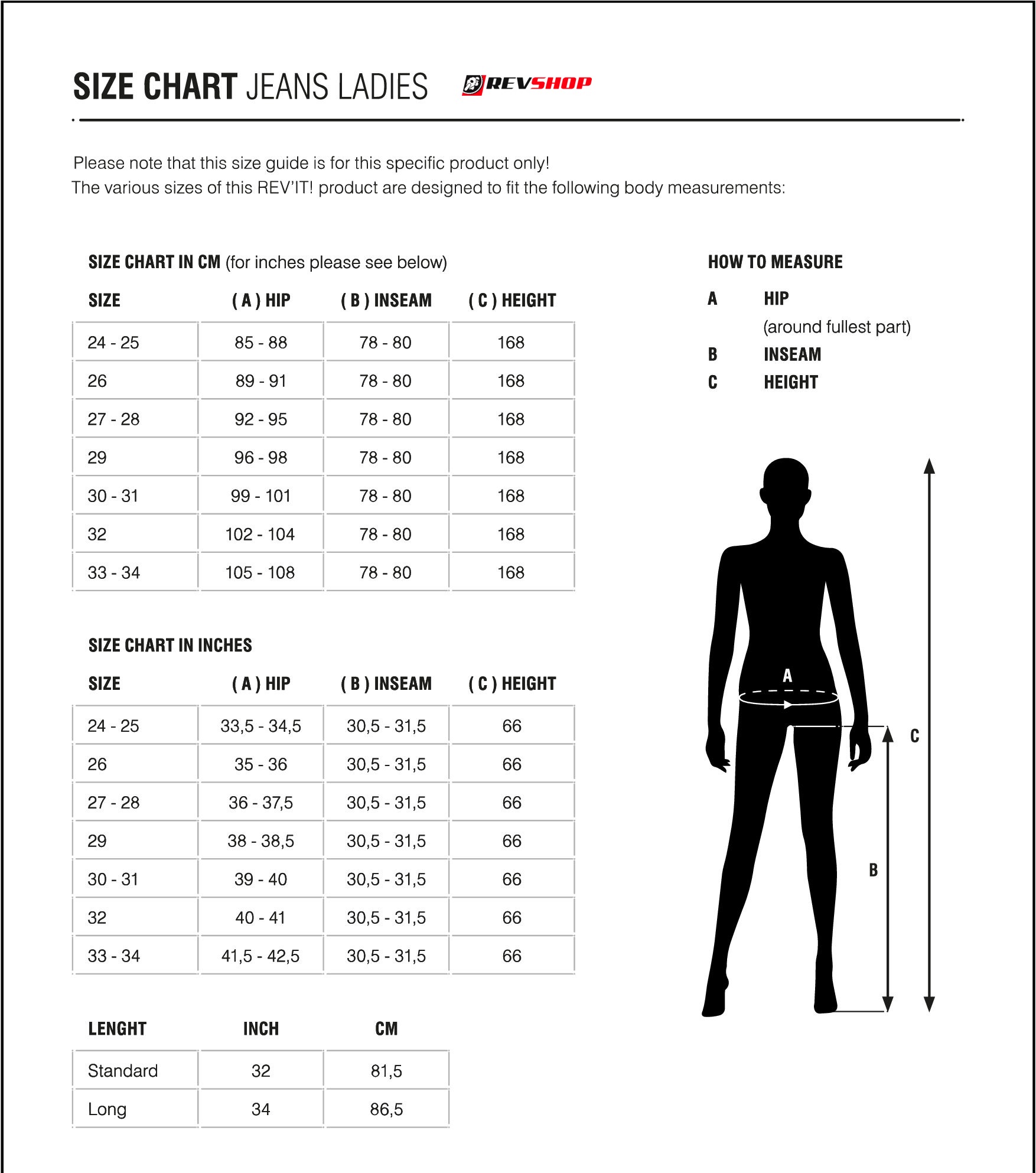 Revit Pants Size Chart