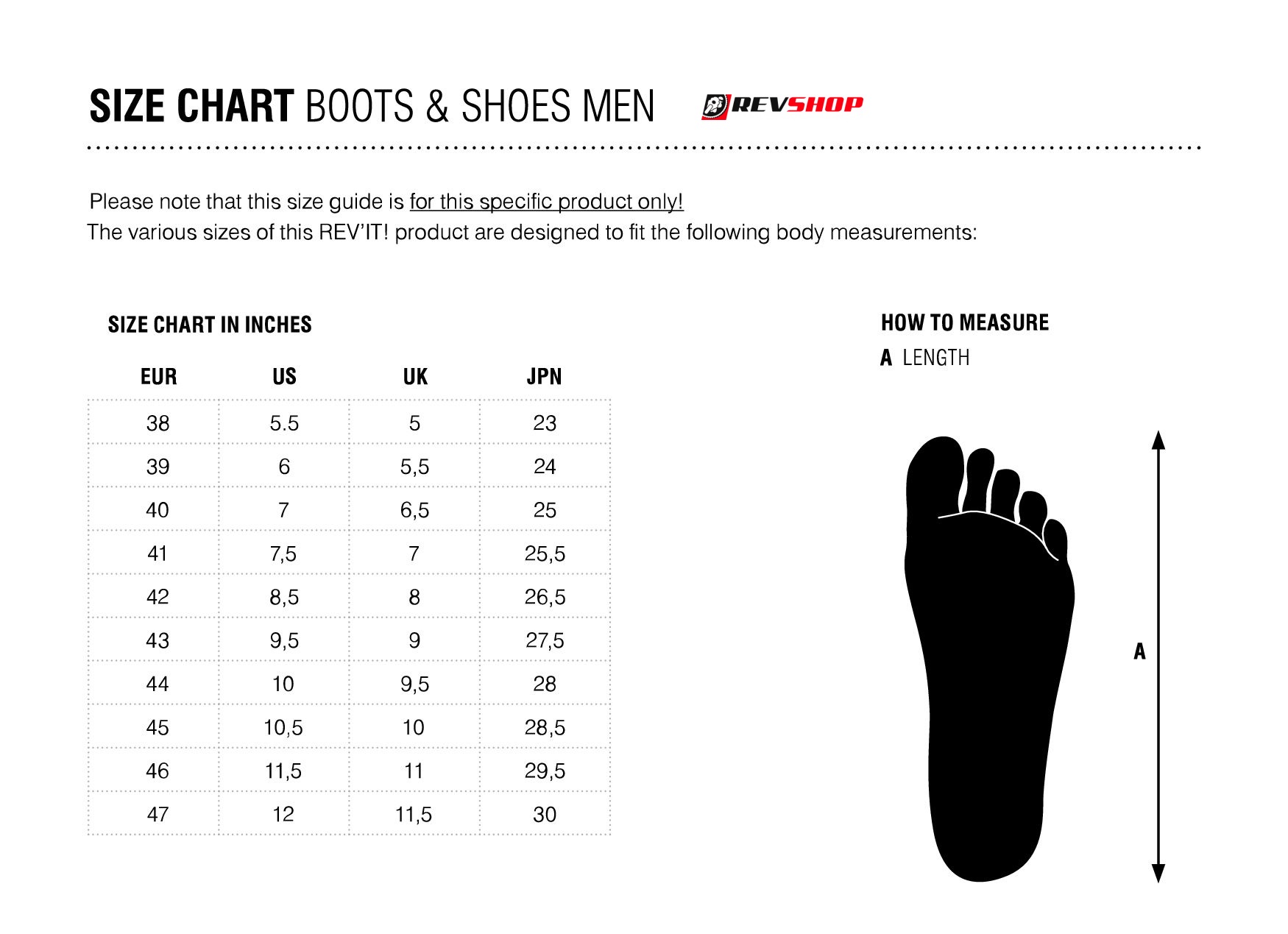 Revit Gloves Size Chart