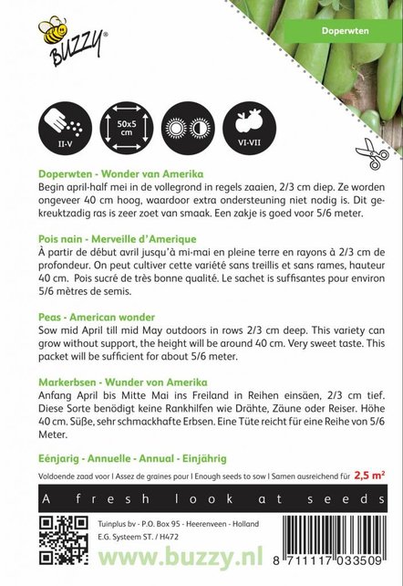 Doperwten Wonder van Amerika zaden