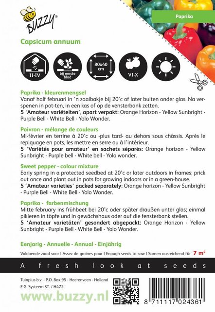 Paprika 5 Kleurenmengsel zaden Paprika 5 Kleurenmengsel zaden
