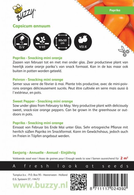 Paprika Snacking mini Oranje Naranja zaden