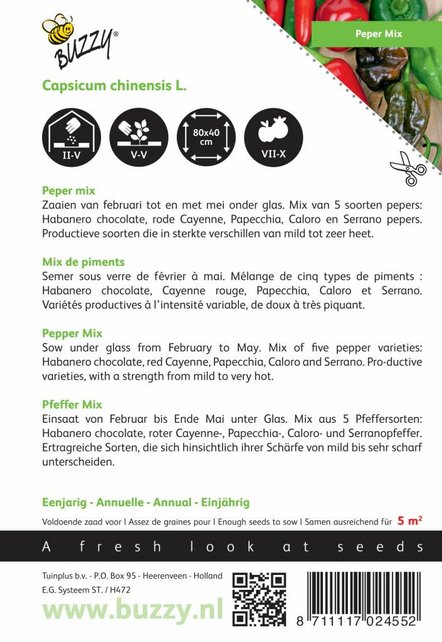 Peper Mixed 5 soorten zaden