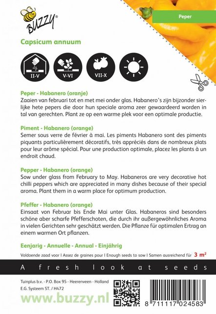 Peper Habanero oranje zaden