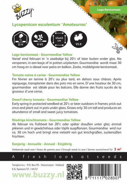 Tomaten Gourmandise (gele cherry patio) zaden