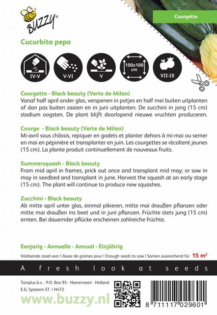 Courgette Black Beauty - Verte De Milan zaden