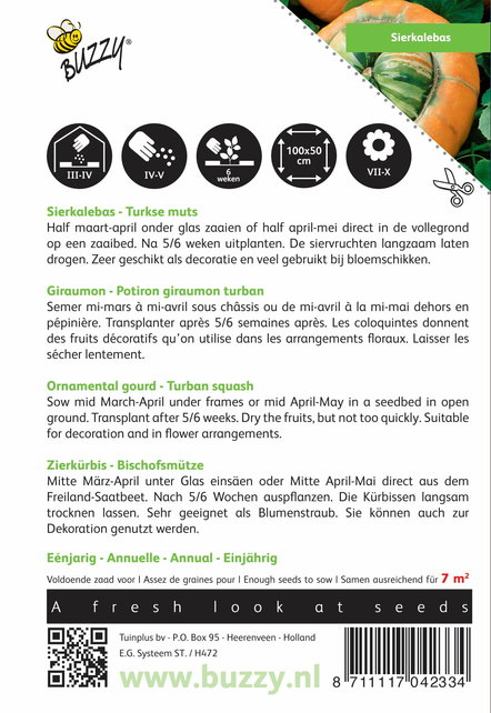 Pompoen Sierkalebassen - Turkse muts