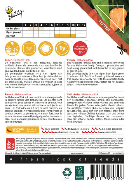 Habanero Pink Peperzaden – Zeer Hete Chili 4/5 – Elegante Roze Habanero