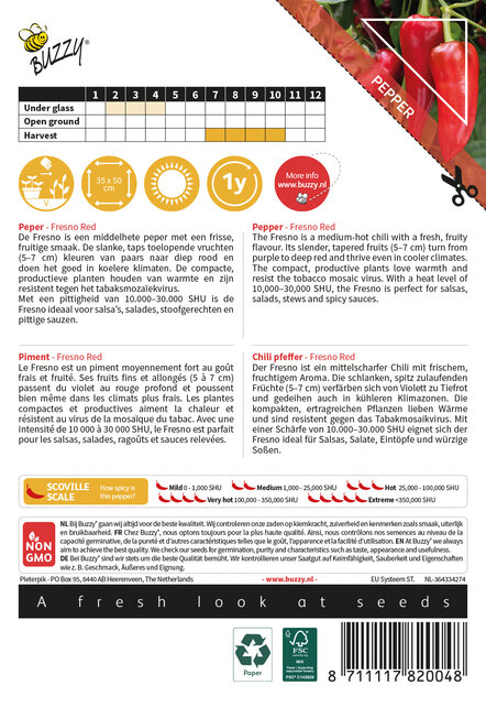 Fresno Red Peperzaden – Mild Pittige Chili 2/5