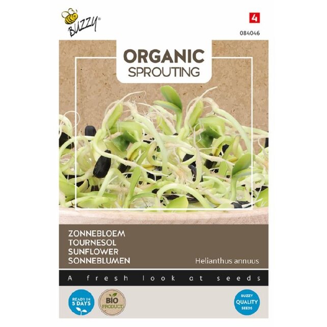 Buzzy® Organic Sprouting Zonnebloem BIO – Kiemgroente met Nootachtige Smaak