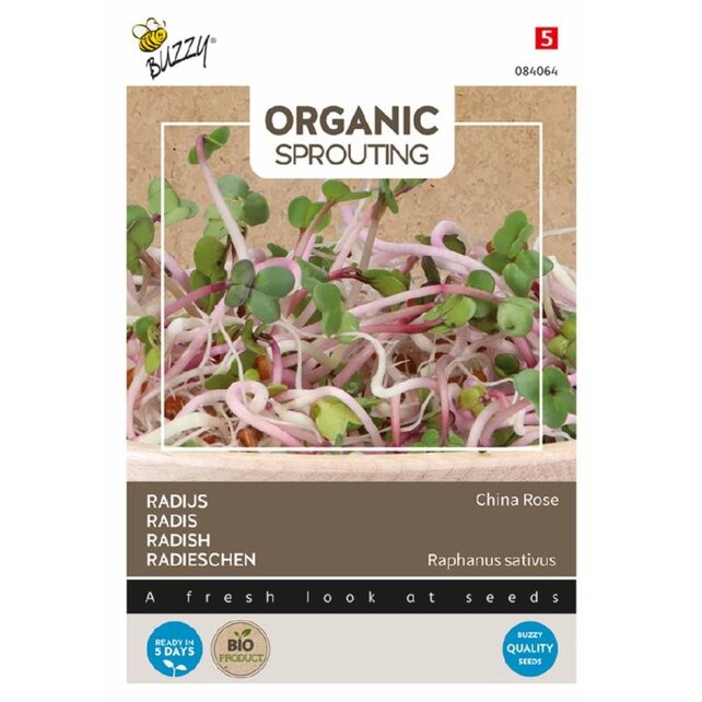 Buzzy® Organic Radijs China Rose BIO Kiemgroente – Pittige Spruiten voor Thuisteelt