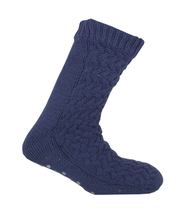 Dik gebreide huissok met gewatteerde voering