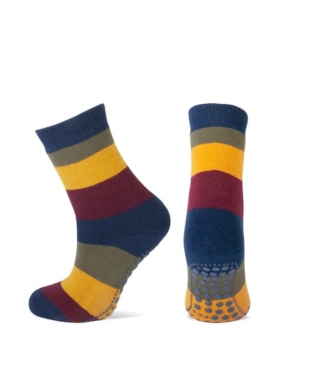 Gestreepte antislip sokken voor in huis, gemaakt van zacht katoen - van Eck  Beenmode