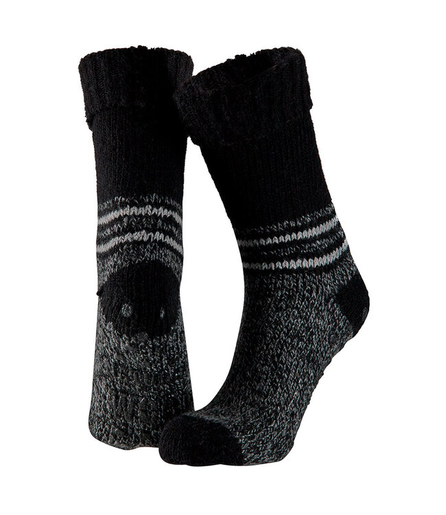 Apollo Dikke huissok wol met antislip en strepen