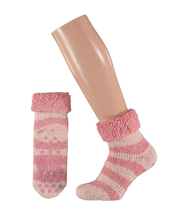 Apollo Dikke wollen huissok met antislip en strepen