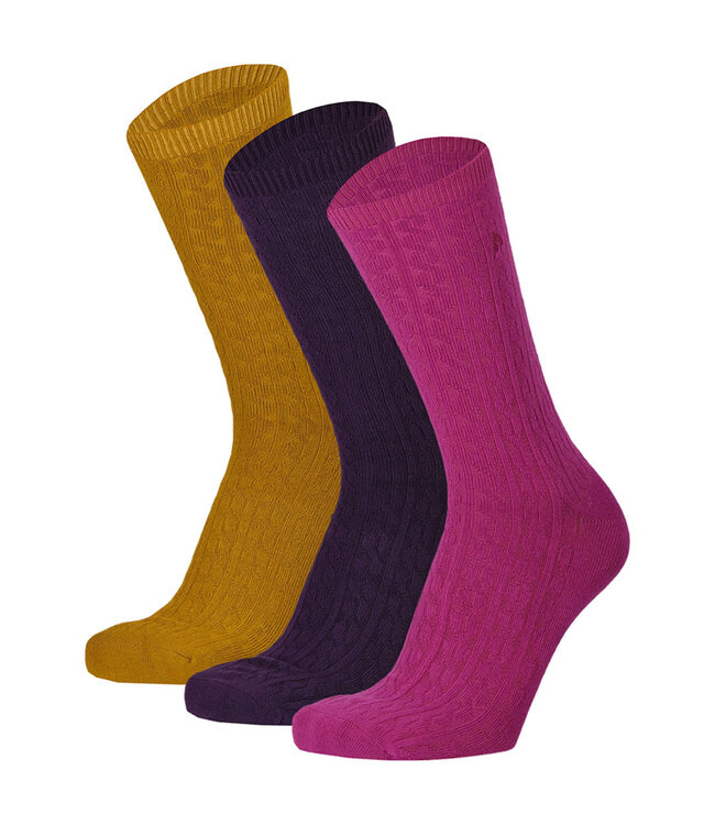 Apollo Bamboe sokken met kabel motief naadloos 3 paar