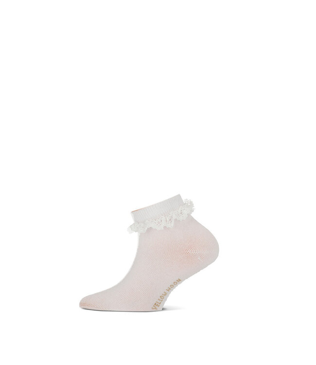 Yellow moon Katoenen sokje met kanten randje 2 paar