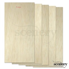 Balsawood 1,0mm x 20cm x 10cm (5) - SWBA-20-10-5-10