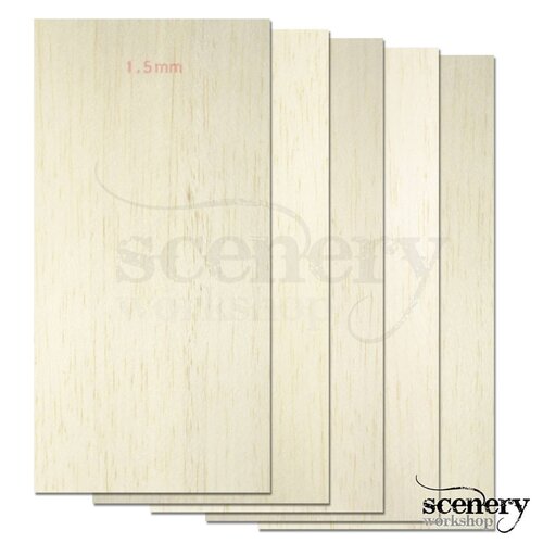 Scenery Workshop Balsawood 1,5mm x 20cm x 10cm (5) - SWBA-20-10-5-15