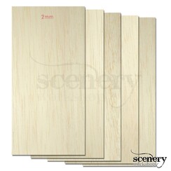 Balsahout 2,0mm x 20cm x 10cm - 5x - SWBA-20-10-5-20