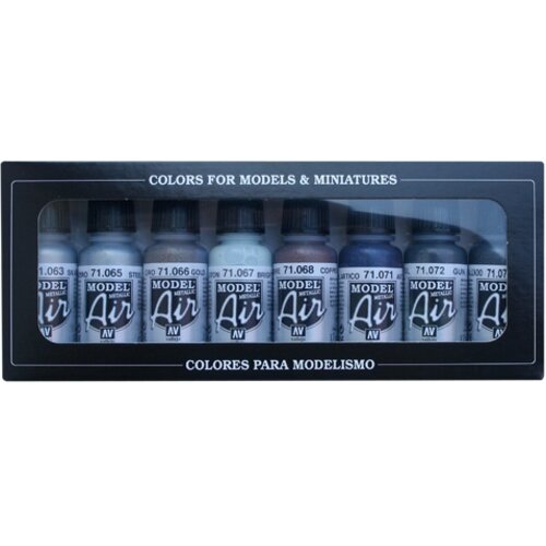 Vallejo Model Air Basic Metallic Colors Set - 8 colors - 17ml - 71176
