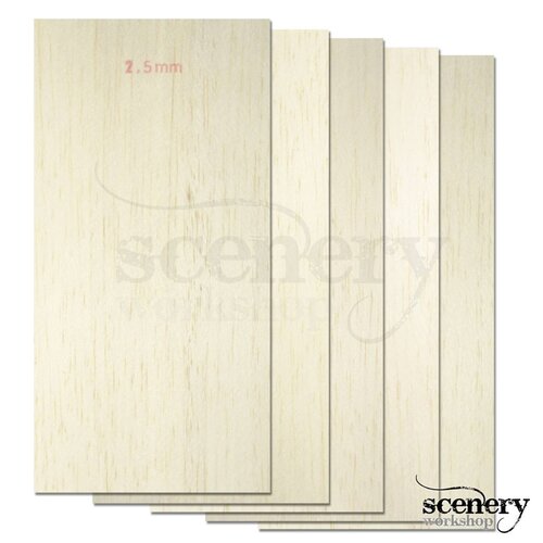 Scenery Workshop Balsawood 2,5mm x 20cm x 10cm (5) - SWBA-20-10-5-25