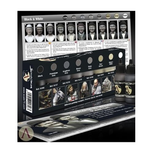 Scale 75 Black and White Paint set - 8 kleuren - 17ml - SSE-008