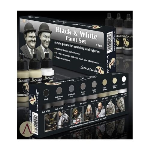 Scale 75 Black and White Paint set - 8 colors - 17ml - SSE-008