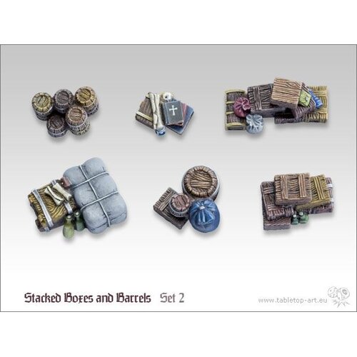 Tabletop-Art Stacked boxes and barrels set 2 - TTA600017