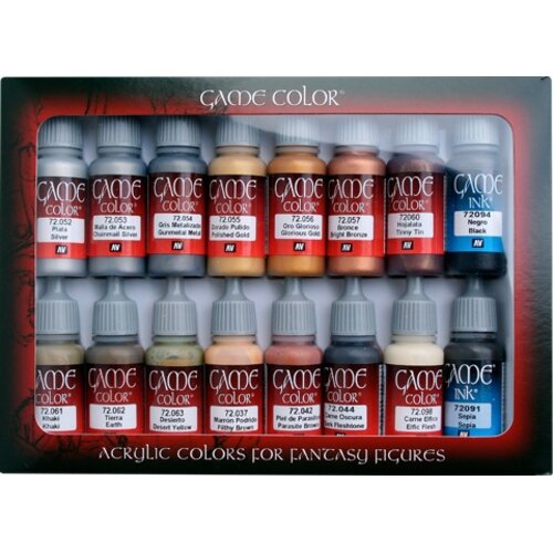 Vallejo Game Color Set Leather and Metal - 16 kleuren - 17ml - 72291