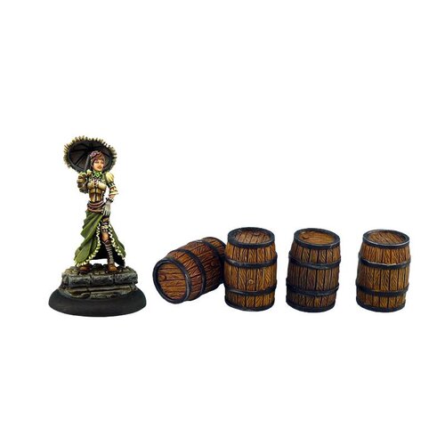 Micro Art Studio Medium Wooden Barrels - 4x - T00049