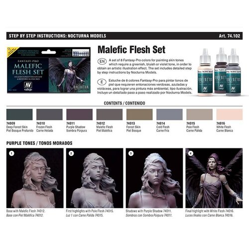 Vallejo Fantasy-Pro Malefic Flesh Set - 8 kleuren - 17ml - 74102