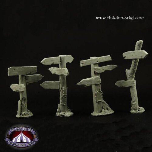 Ristul's Extraordinary Market Fantasy Wooden Road Signs - 4x - BSKT0025