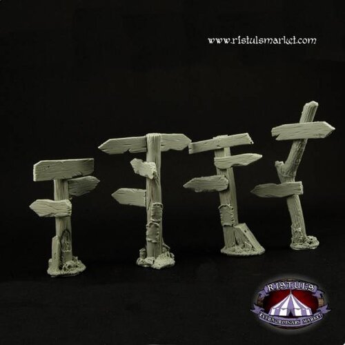 Ristul's Extraordinary Market Fantasy Wooden Road Signs - 4x - BSKT0025