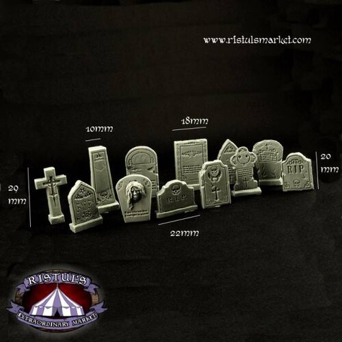 Ristul's Extraordinary Market Fantasy Graveyard Tombstones - 12x - BSKT0026