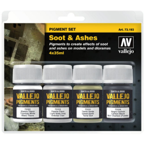 Vallejo Pigment Set Soot & Ashes - 4 kleuren - 35ml - 73193