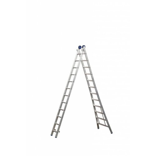 Eurostairs Eurostairs Reform ladder dubbel uitgebogen 2x12 sporten + gevelrollen Eurostairs Eurostairs Reform ladder dubbel uitgebogen 2x12 sporten + gevelrollen