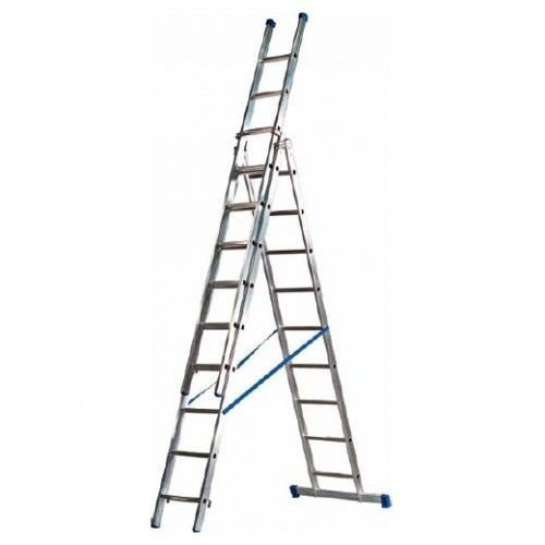 Eurostairs Eurostairs Reform ladder driedelig recht 3x10 sporten + gevelrollen Eurostairs Eurostairs Reform ladder driedelig recht 3x10 sporten + gevelrollen
