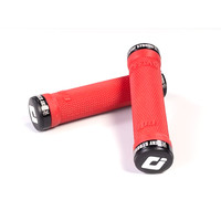 Odi® X Stay Strong "Ruffian Flangeless" Lock-On Grips - Bright Red