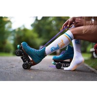 RadGal  Rollerskate High Socks - White/Yellow/Light Blue