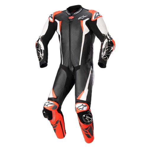 Alpinestars Racing Absolute V2 Leather Suit - Black/White/Red Fluo