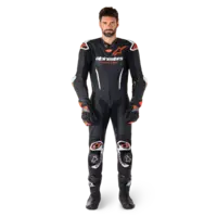 Alpinestars GP-R7 1pc Leather Suit - Black/White/Red Fluo
