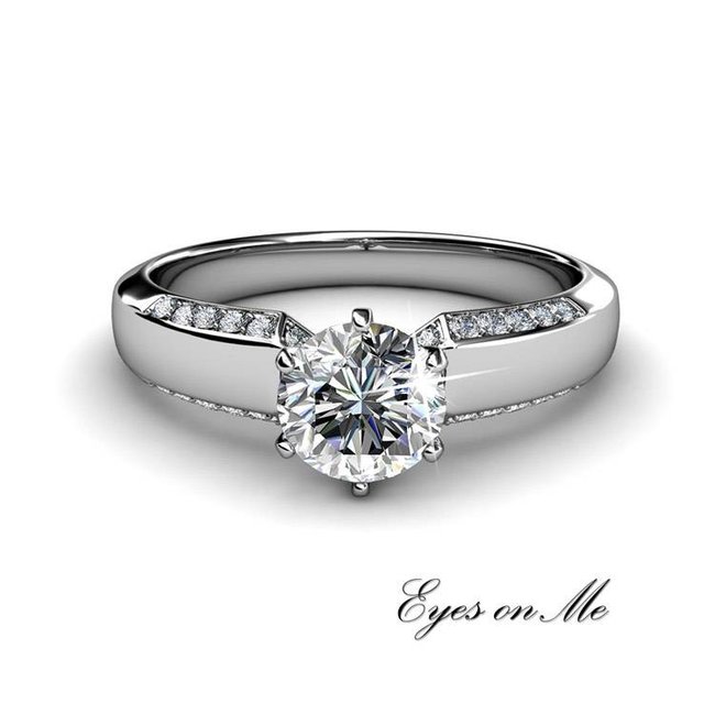 met witgoud vergulde ring met SWAROVSKI elements  (model R0030-WG)